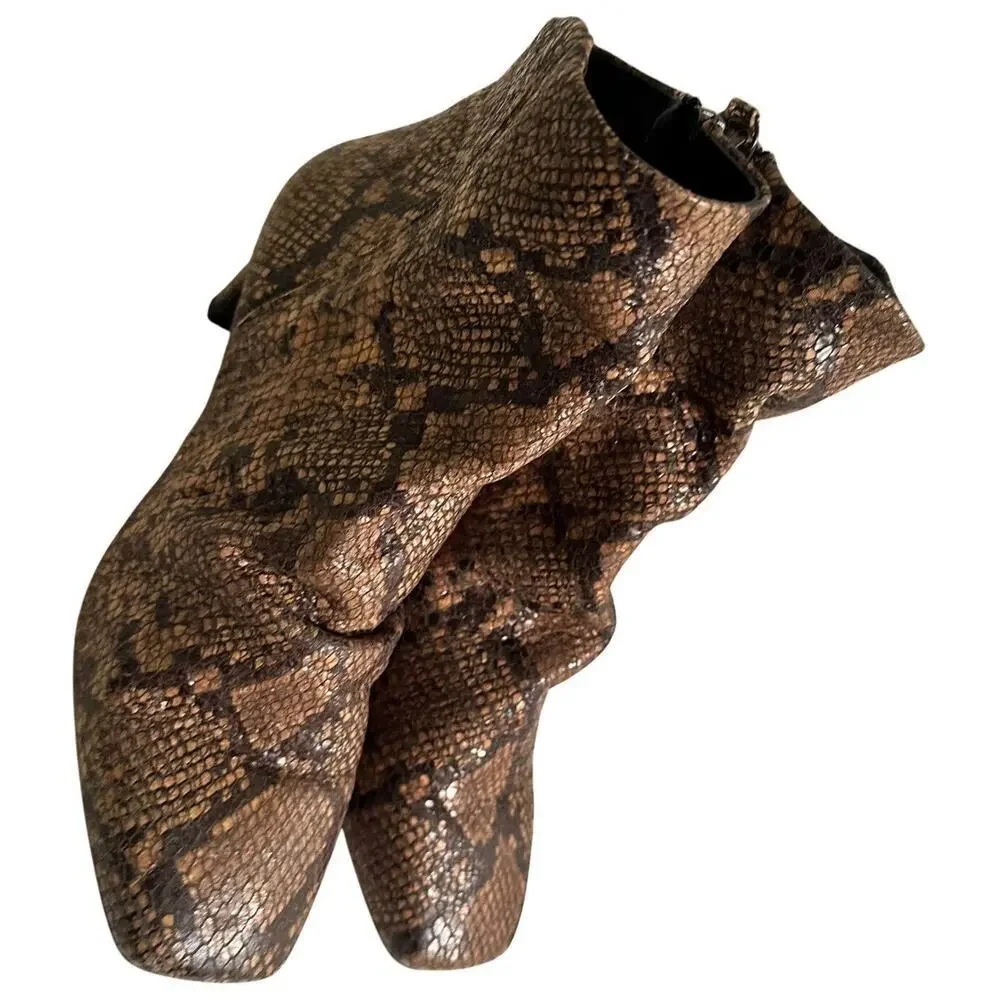 Free People Cybill Snake Print Leather Ankle Boots‎ Size 7.5